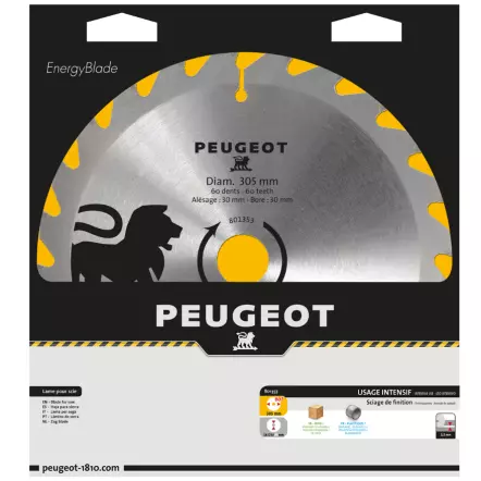 Lame à pastille carbure Ø305mm - Alésage 30mm - 40T (dents) Peugeot