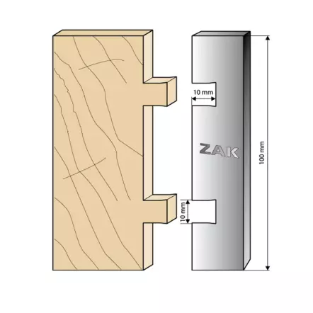 ZAK - Jeu de 2 Fers pour Porte-Outils hauteur 100 - Profil Assemblage languette 10 mm