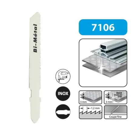 Lames de scie sauteuse INOX (longueur : 50 mm / pas : 1,2 mm)