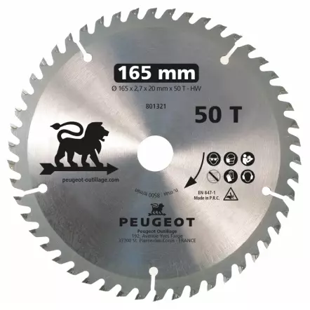 PEUGEOT - 801321 Lame pour scies électriques ø165 x 20 mm - Z50