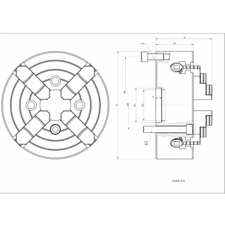 MÉTALPROFI - AME-125 - Mandrin 4 mors indépendants pour tour à métaux Ø 125 mm