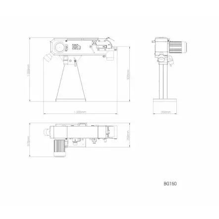 MÉTALPROFI - BG-150 - Tank à poncer 400 V - Puissance 3000 W - Bande 2000 x 150 mm