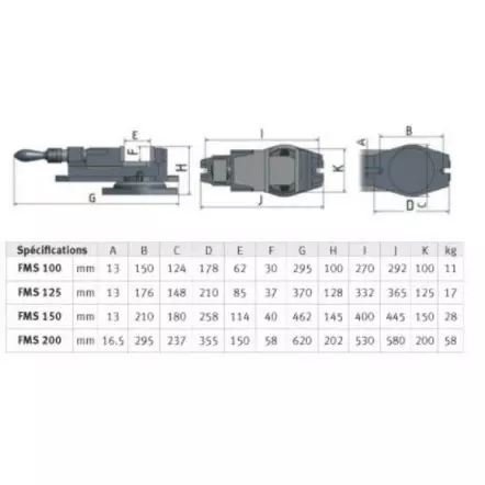 OPTIMUM - FMS 100 - Etau de Fraisage sur Base tournante 360°
