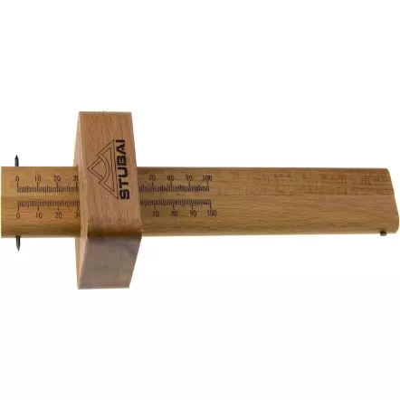 STUBAI - Trusquin double 220 mm en Bois avec graduation 150 mm