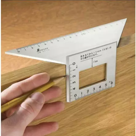 SHINWA - Equerre japonaise Trapézoïdale pour carrelets, plinthes et montants - 200 x 63 mm