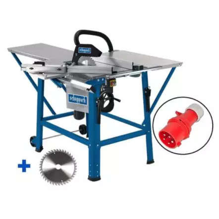 SCHEPPACH - TS310 Scie circulaire - 230V 2200 W - avec chariot, rallonges AR et 2 lames Ø 315mm 24 et 48 dents (coupe max. 83 mm)