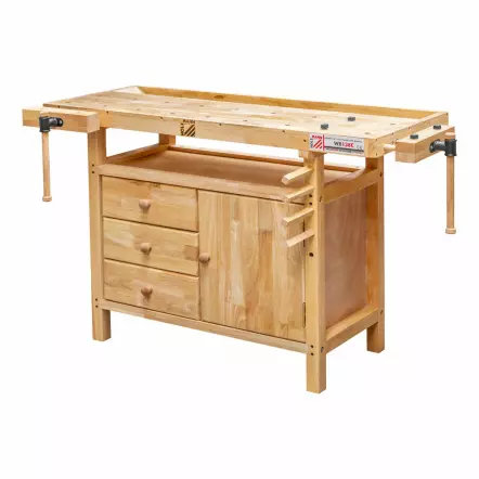 HOLZMANN - WB138C - Établi en bois massif longueur de 1380 mm avec 3 tiroirs