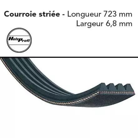 Courroie Striée Poly-V 723 PJ3 pour Tour à Bois MC305 Holzprofi