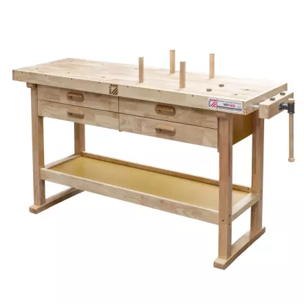 WB162L - Établi Bois massif - 1640 mm - 4 Tiroirs - Charge 150 Kg