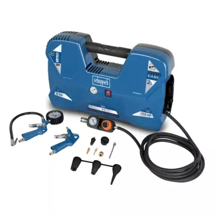 SCHEPPACH - Air Case Compresseur portatif 2L 1100W Pression 8 bar max. + 12 accessoires !