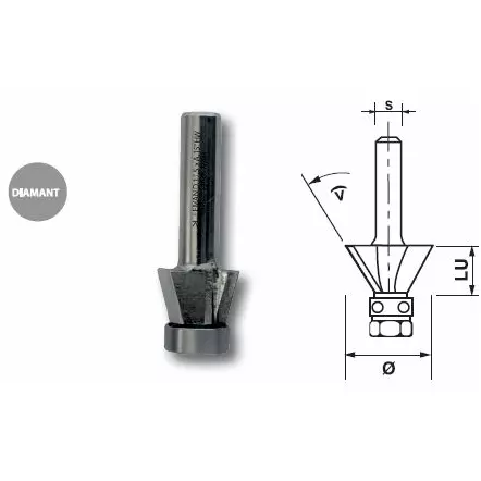 LEMAN - Mèche d’affleureuse diamant avec roulement ANGLE 15° et 25°