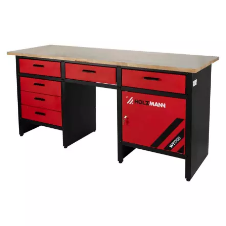 WT1700 Etabli métallique de travail 1700 mm avec rangements 6 tiroirs et 1 armoire