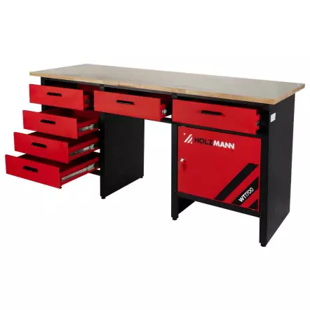 WT1700 Etabli métallique de travail 1700 mm avec rangements 6 tiroirs et 1 armoire
