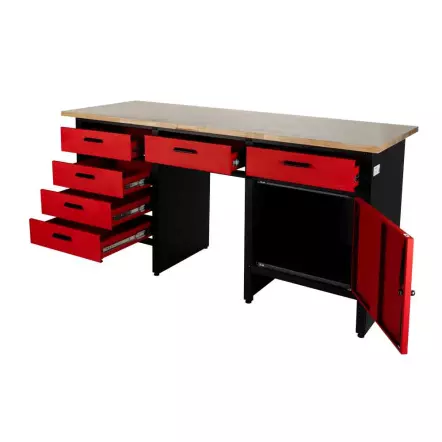 WT1700 Etabli métallique de travail 1700 mm avec rangements 6 tiroirs et 1 armoire