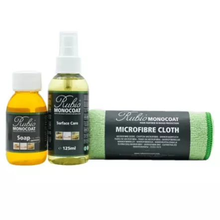 RUBIO MONOCOAT - CLEAN SET Parquet & Escaliers - Set Nettoyage comprenant Soap, Refresh Eco et chiffon Microfibre