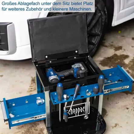 SCHEPPACH - TW900 - Mini Servante Tabouret 2 en 1 - Charge maximale 136 Kg