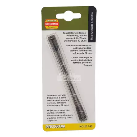 PROXXON - Lot de 12 Lames avec ergot 127 mm en denture inversée - 14TPI - Pour scies Hegner et autres modèles