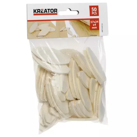 KREATOR - Lamelles en Bois 57x24x4mm - 50 pcs pour assemblages solides et invisibles