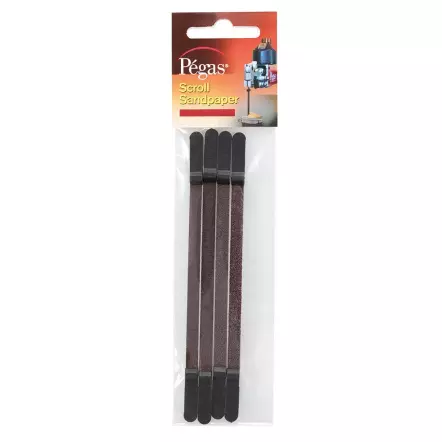 PÉGAS - Bande de ponçage (4 unités) pour scie à chantourner - Largeur 12 mm - Différents grains + panachage