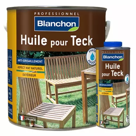 BLANCHON - Huile pour teck Incolore mat pour bois extérieurs - Contenance 1 L ou 2,5 L
