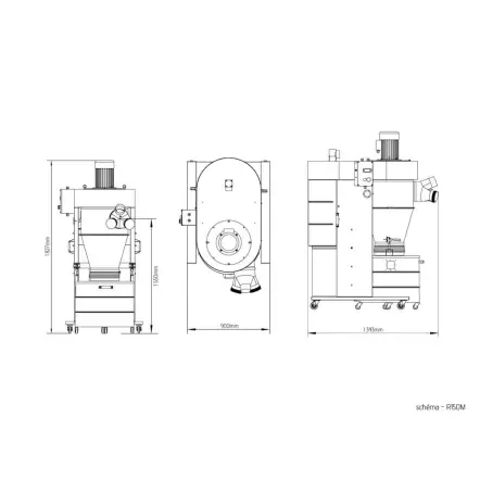 HOLZPROFI MAKER - R150M - Aspirateur à Copeaux Cyclone 2100 m3/h - 3000 W - 230 V