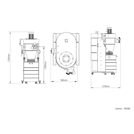 R200M - Groupe d'aspiration Cyclonique 2860 m3/h - 3000 W - 230 V