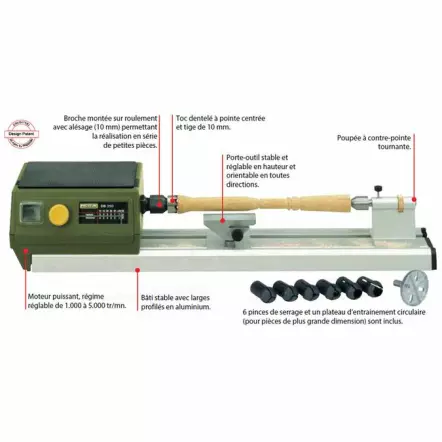 PROXXON - DB 250 - Mini Tour à Bois Entre-pointes 250 mm - 100 W