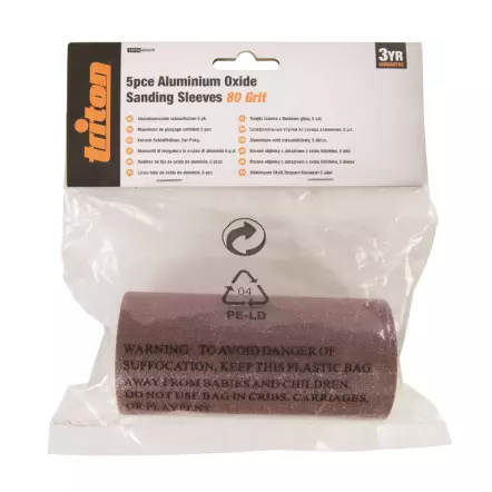 Lot de 5 manchons abrasifs pour ponceuses Triton - Grain 80, 150 et 240