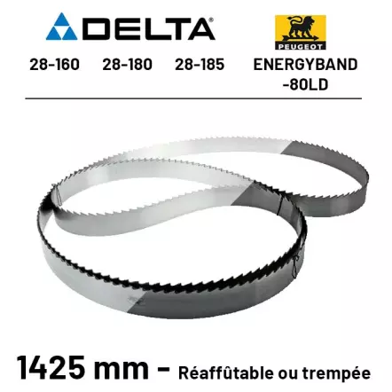 Lame de scie à ruban pour Scies DELTA 28-180 ; 28-160 ; 28-185 et PEUGEOT ENERGYBAND-80LD (longueur : 1425 mm)
