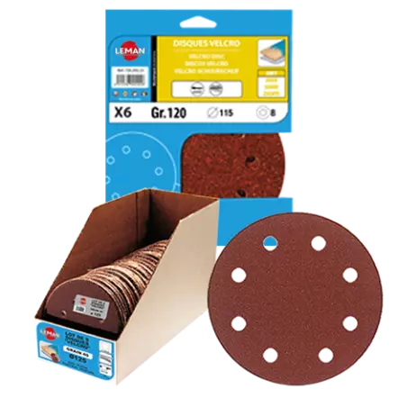 Disques abrasifs multi-usages auto-agrippant (velcro) ø150 mm - 6 trous - Grain 40-80-120