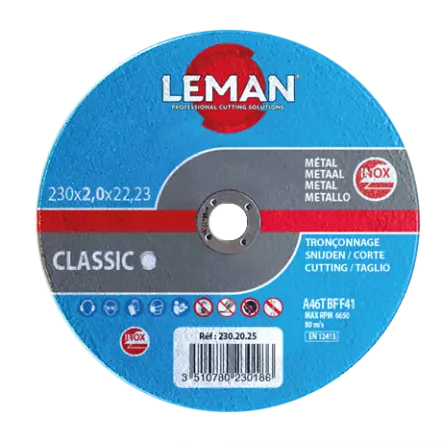 Disque à tronçonner Inox, tôles, bardages ø125 mm - épaisseur 1,0 ou 1,6 mm