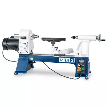 MIDI 3 - Tour à bois avec poupée orientable à 360° - Entre-pointes 400 mm - 735 W