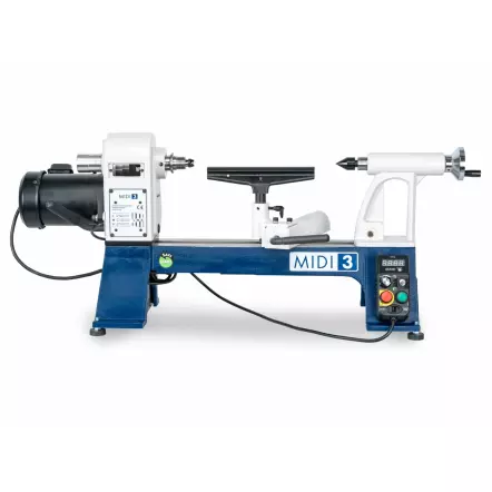 MIDI 3 - Tour à bois avec poupée orientable à 360° - Entre-pointes 400 mm - 735 W