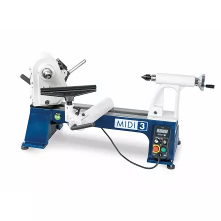 MIDI 3 - Tour à bois avec poupée orientable à 360° - Entre-pointes 400 mm - 735 W