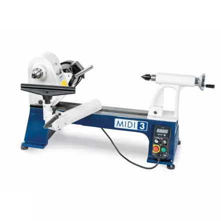 MIDI 3 - Tour à bois avec poupée orientable à 360° - Entre-pointes 400 mm - 735 W