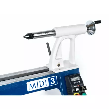 MIDI 3 - Tour à bois avec poupée orientable à 360° - Entre-pointes 400 mm - 735 W
