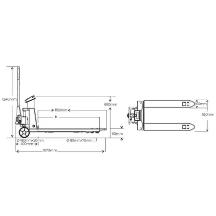 HUB30KG - Transpalette peseur capacité de levage 3000 kg