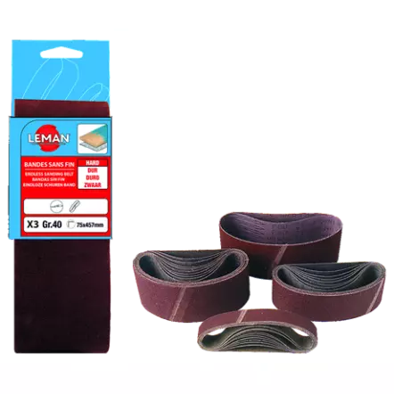 LEMAN - Lot de 2 Bandes abrasives pour ponceuses Leman, Kity, Scheppach et Fox Longueur : 914 ou 1219mm