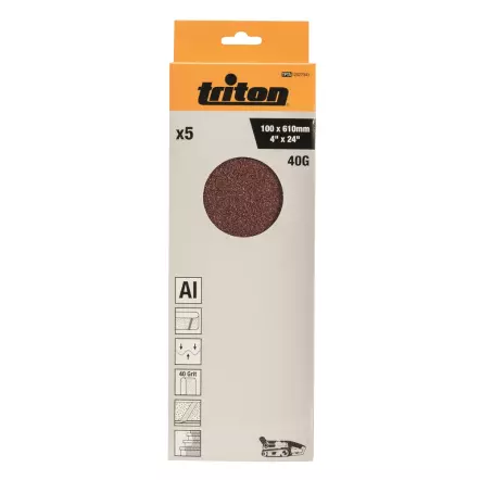 Bandes abrasives 100 x 610 mm (5 pcs) pour ponceuse TSPST450 Triton - Grain 40, 60, 80 ou 150