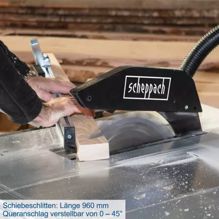 TS310 - Scie circulaire - 230V 2200 W - avec chariot, rallonges AR et 2 lames Ø 315mm 24 et 48 dents (coupe max. 83 mm)