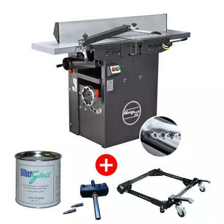 PACK DR310-SPIRAL - Dégauchisseuse-Raboteuse 310 mm avec Arbre Hélicoïdal + Socle + Glisse-bois + Clé dynamométrique