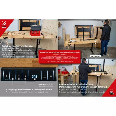 WB210ELIFT - Établi réglable en hauteur électrique 1885 mm - Charge 70 Kg