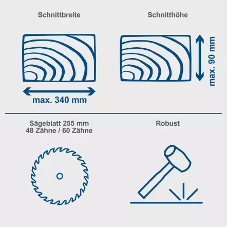 HM254 - Scie à onglet 230V 2000W - Lame Ø 255mm (60 dents) Multimatériaux + 1 lame 48 dents OFFERTE !