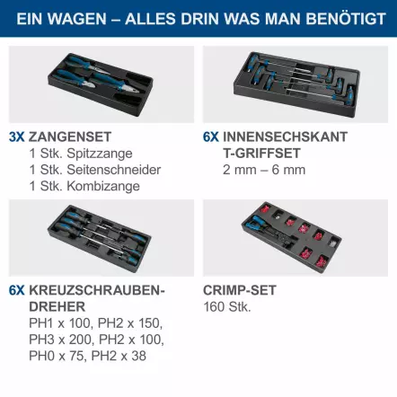 TW1000 - Servante d'atelier 770 x 460 x 970 mm - Inclus 263 Outils