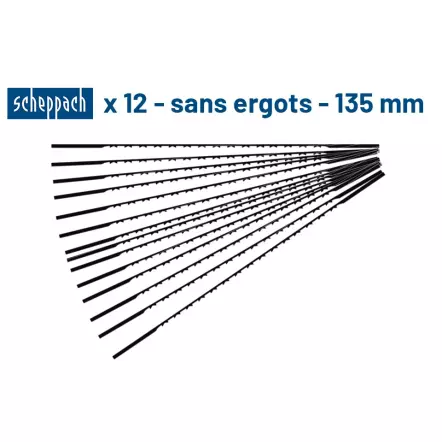 Kit de 12 lames de scie à chantourner 130 mm sans ergots - 16 ou 20 dents