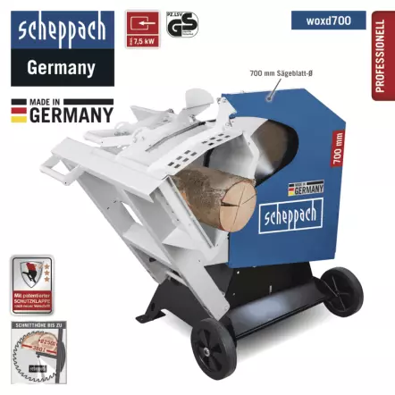 SCHEPPACH - WOX D700 Scie à Bûches 7500W 400V - ø700 mm