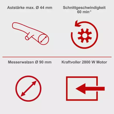 GS60 - Broyeur Electrique de Jardin 2800 W - Diamètre de coupe max. 45 mm