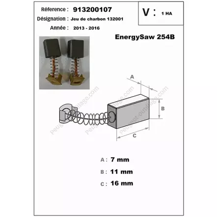 Balais de charbon (x2) pour scie de table EnergySaw-254B3