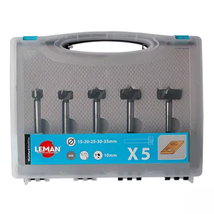 Coffret de 5 mèches à percer carbure avec pointe de centrage - ø15 à ø35 mm