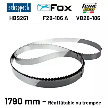 Lame de scie à ruban pour scies Scheppach HBS261 - Femi VB28-186 et Fox F28-186 A (longueur : 1790 mm)